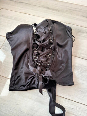 Spirit Black Lace-Up Corset Top Size Large